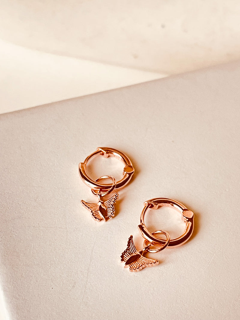 Dainty Butterfly Hoops