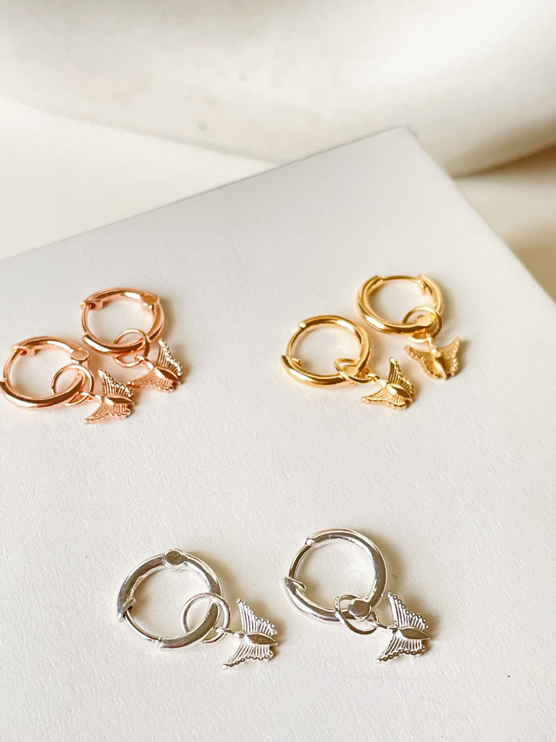 Dainty Butterfly Hoops