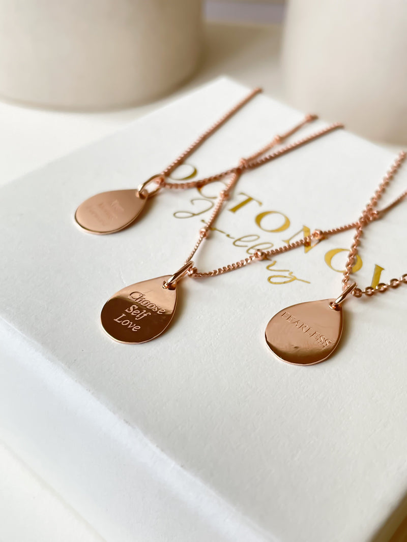 Personalised Affirmations Teardrop Necklace