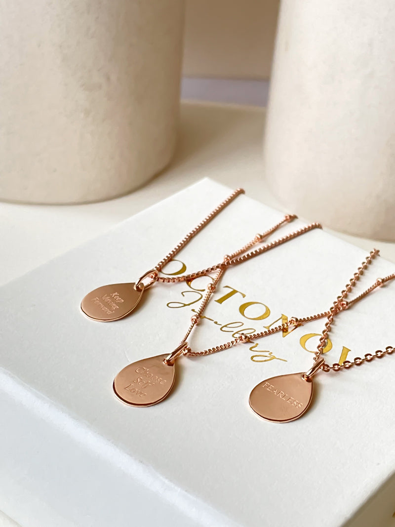 Personalised Affirmations Teardrop Necklace