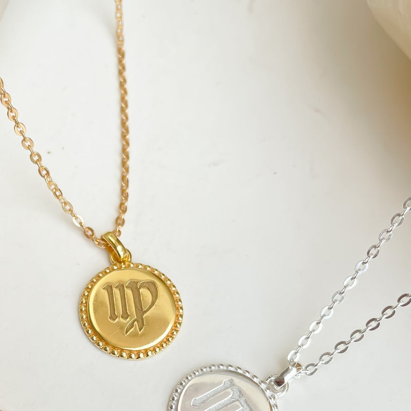 Engraved Zodiac and Astrological Symbol Necklace