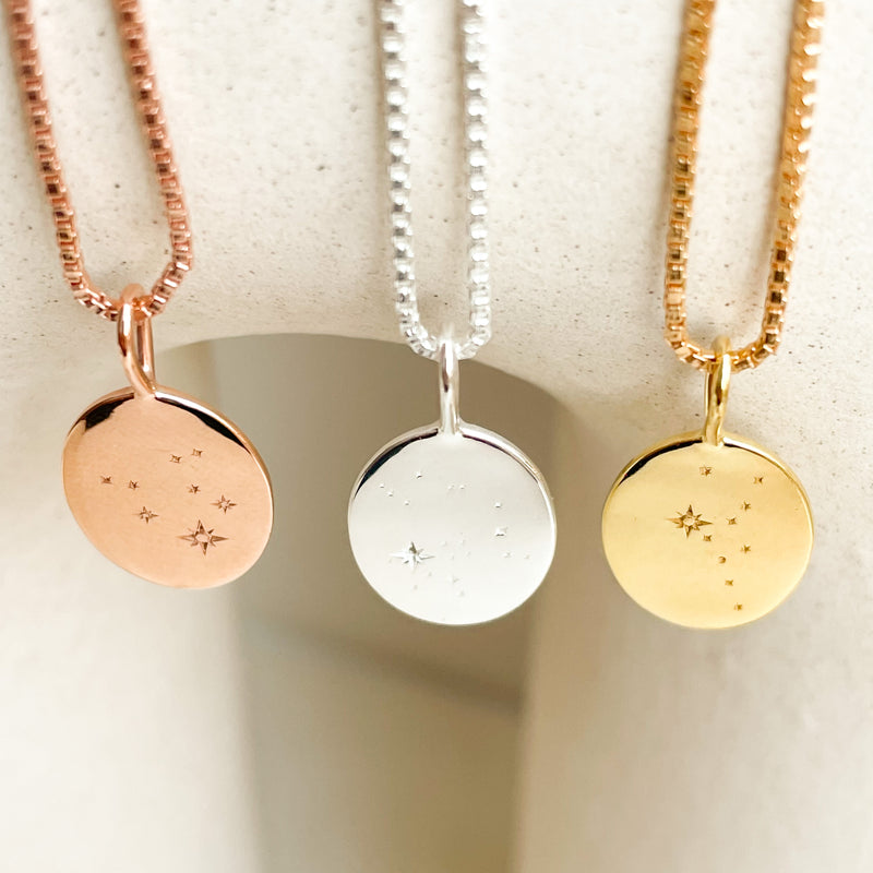 Engraved Zodiac Constellation Necklace, Personalised Zodiac Signs Necklace