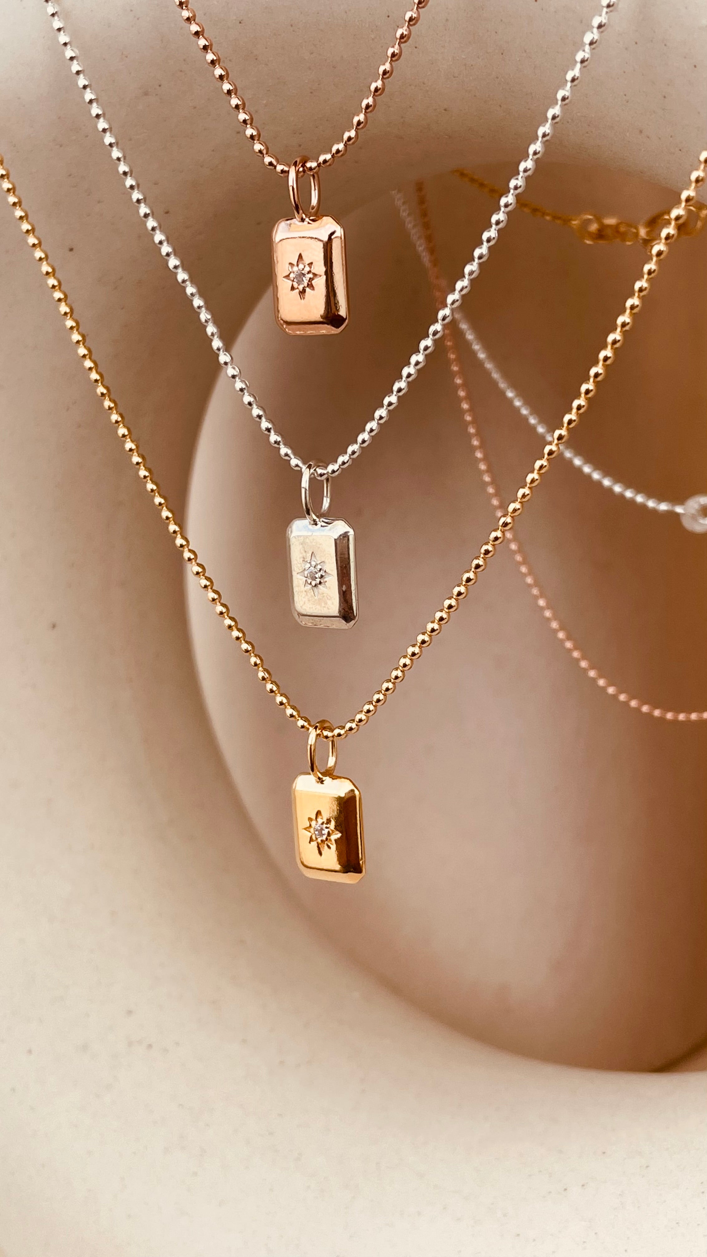 Dainty North Star Necklace with Flat Ball Chain - Octonov 